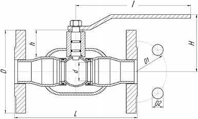 Кран шаровый фланцевый полнопроходной LD КШЦФ газовый - схема, спецификация